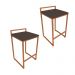 Conjunto 02 Banquetas Pietra Suede Marrom Base Cobre D'Rossi