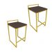 Conjunto 02 Banquetas Pietra Suede Marrom Base Dourado D'Rossi