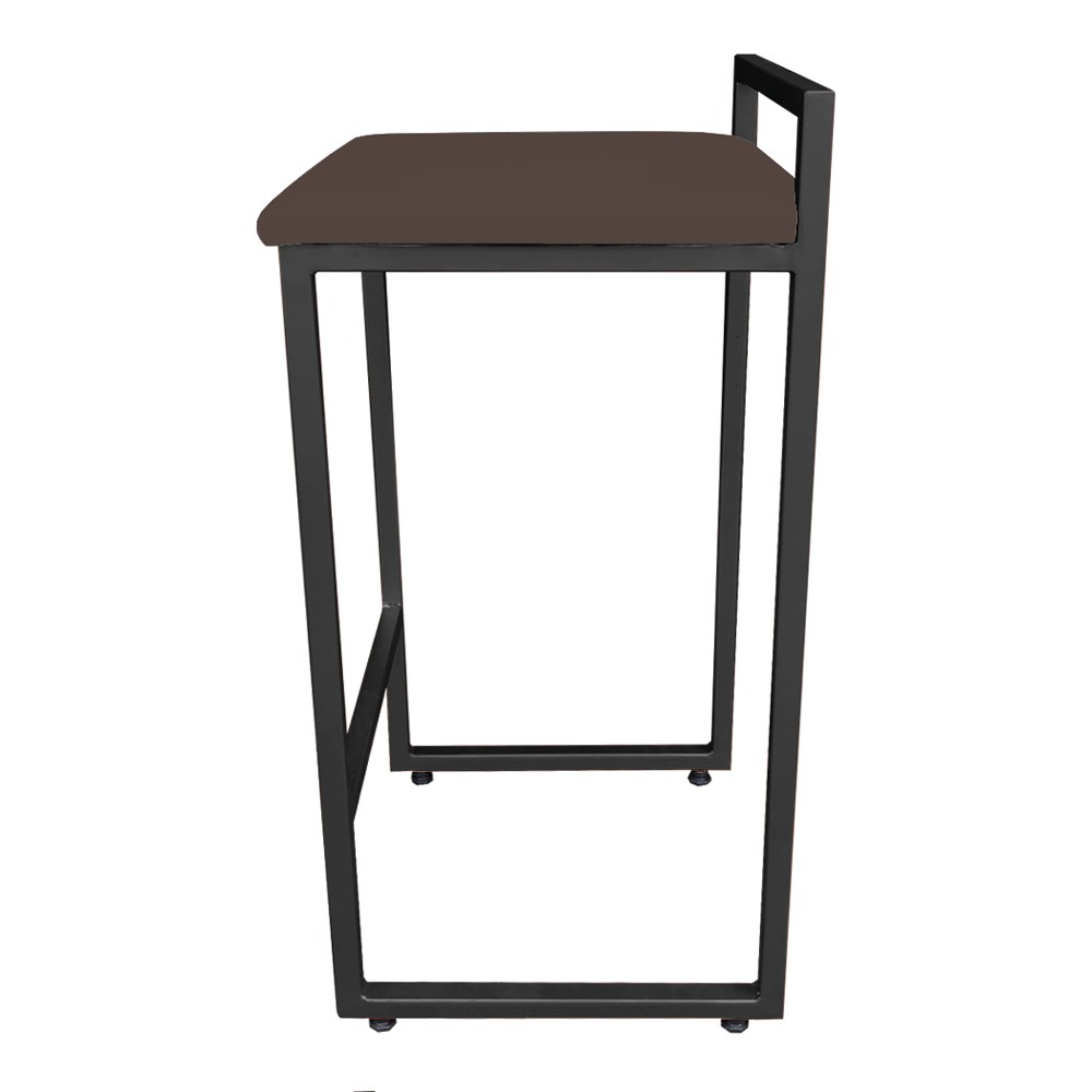 Conjunto 02 Banquetas Pietra Suede Marrom Base Preto D'Rossi