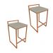 Conjunto 02 Banquetas Pietra Suede Marrom Rato Base Cobre D'Rossi