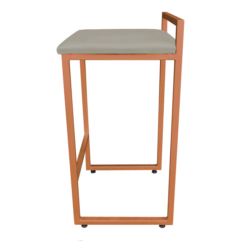 Conjunto 02 Banquetas Pietra Suede Marrom Rato Base Cobre D'Rossi
