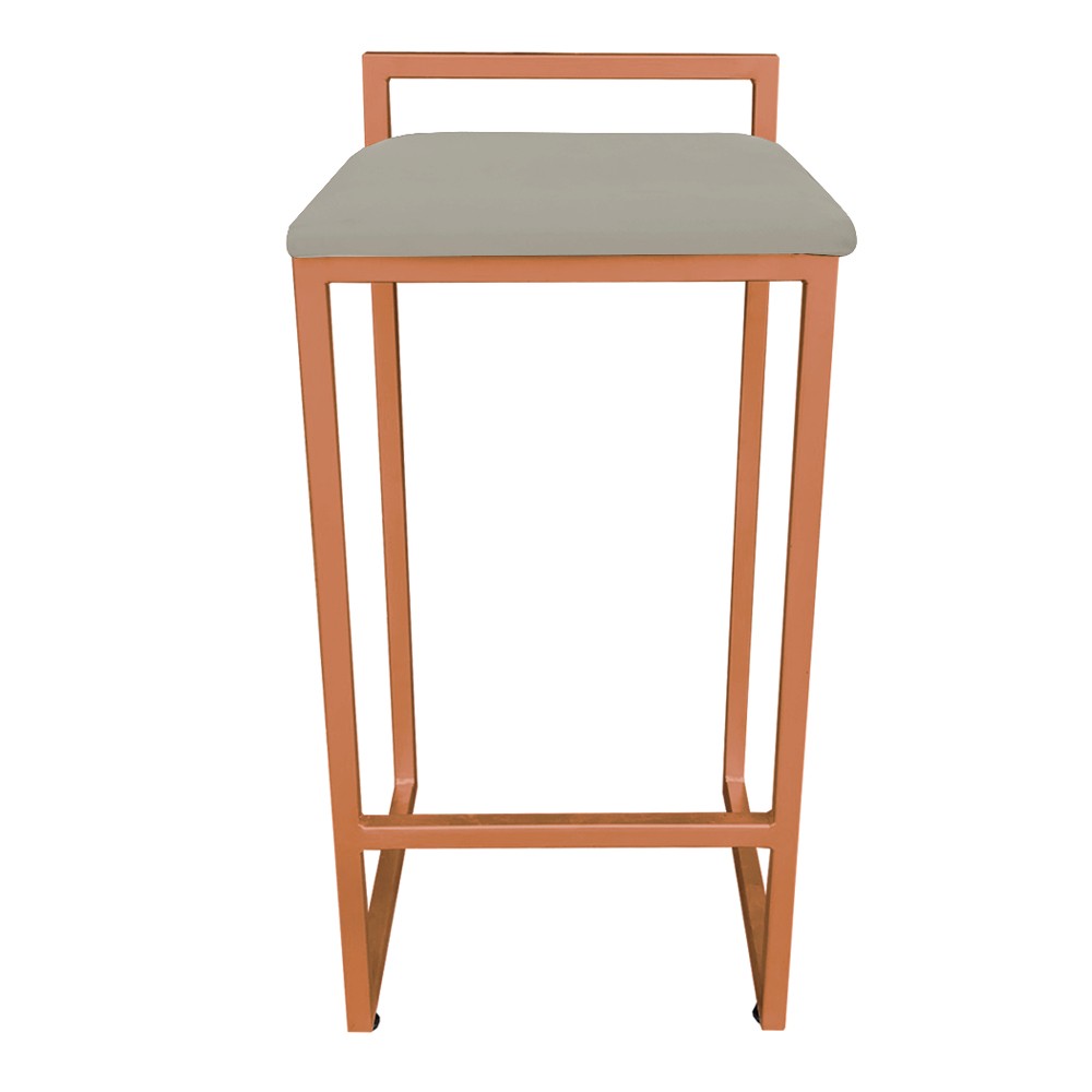 Conjunto 02 Banquetas Pietra Suede Marrom Rato Base Cobre D'Rossi