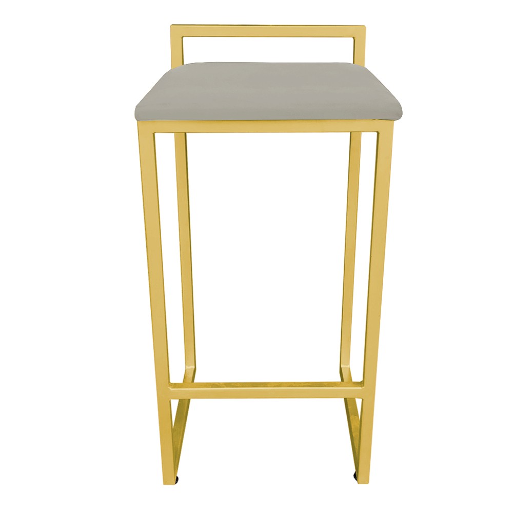 Conjunto 02 Banquetas Pietra Suede Marrom Rato Base Dourado D'Rossi