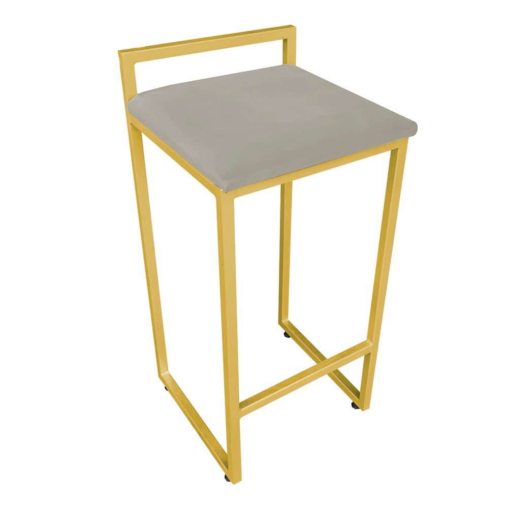 Conjunto 02 Banquetas Pietra Suede Marrom Rato Base Dourado D'Rossi