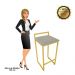 Conjunto 02 Banquetas Pietra Suede Marrom Rato Base Dourado D'Rossi