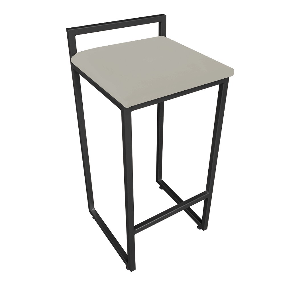Conjunto 02 Banquetas Pietra Suede Marrom Rato Base Preto D'Rossi