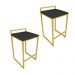Conjunto 02 Banquetas Pietra Suede Preto Base Dourado D'Rossi