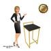 Conjunto 02 Banquetas Pietra Suede Preto Base Dourado D'Rossi