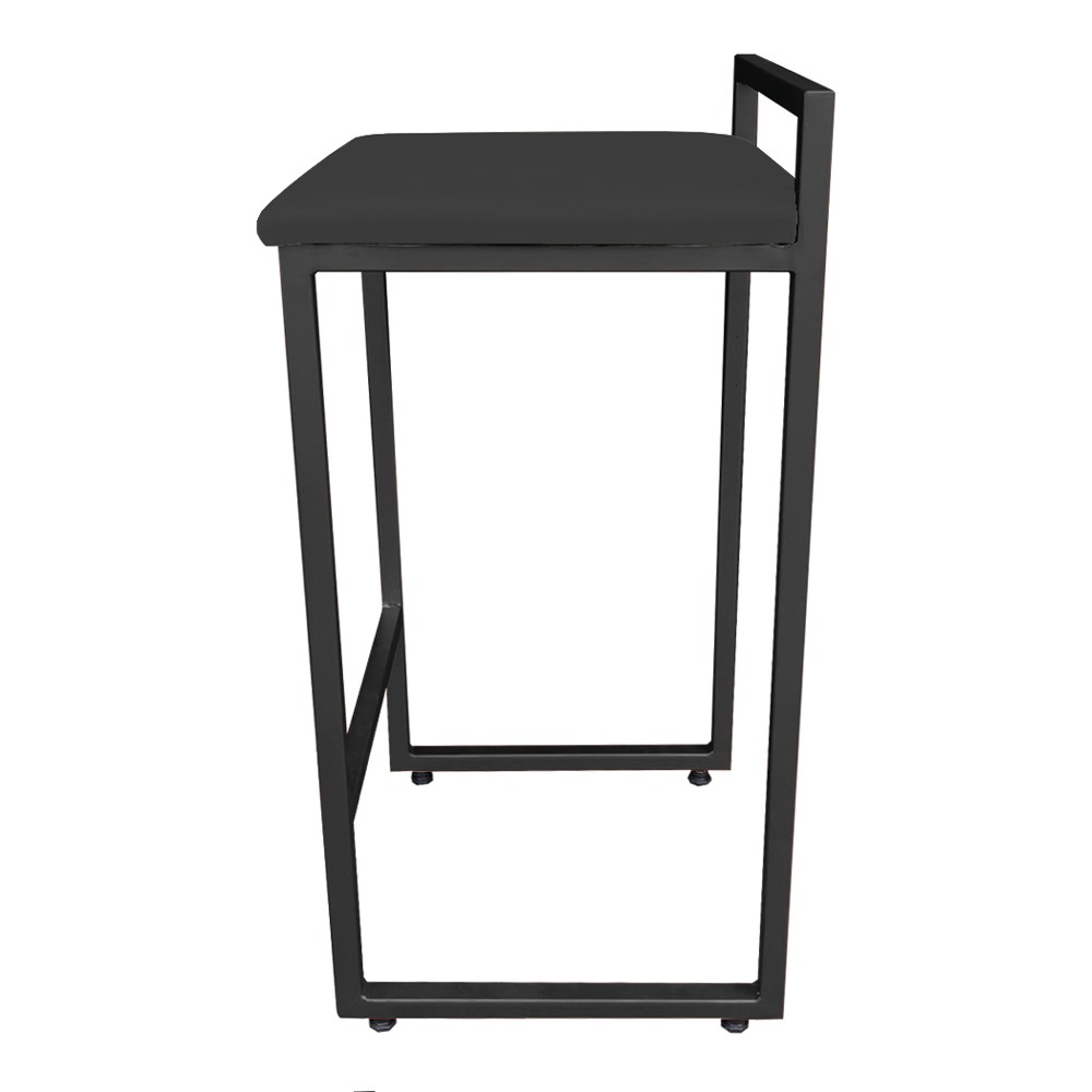 Conjunto 02 Banquetas Pietra Suede Preto Base Preto D'Rossi