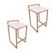 Conjunto 02 Banquetas Pietra Suede Rosa Bebê Base Cobre D'Rossi