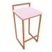 Conjunto 02 Banquetas Pietra Suede Rosa Bebê Base Cobre D'Rossi
