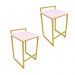 Conjunto 02 Banquetas Pietra Suede Rosa Bebê Base Dourado D'Rossi