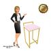Conjunto 02 Banquetas Pietra Suede Rosa Bebê Base Dourado D'Rossi