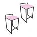 Conjunto 02 Banquetas Pietra Suede Rosa Bebê Base Preto D'Rossi
