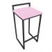 Conjunto 02 Banquetas Pietra Suede Rosa Bebê Base Preto D'Rossi