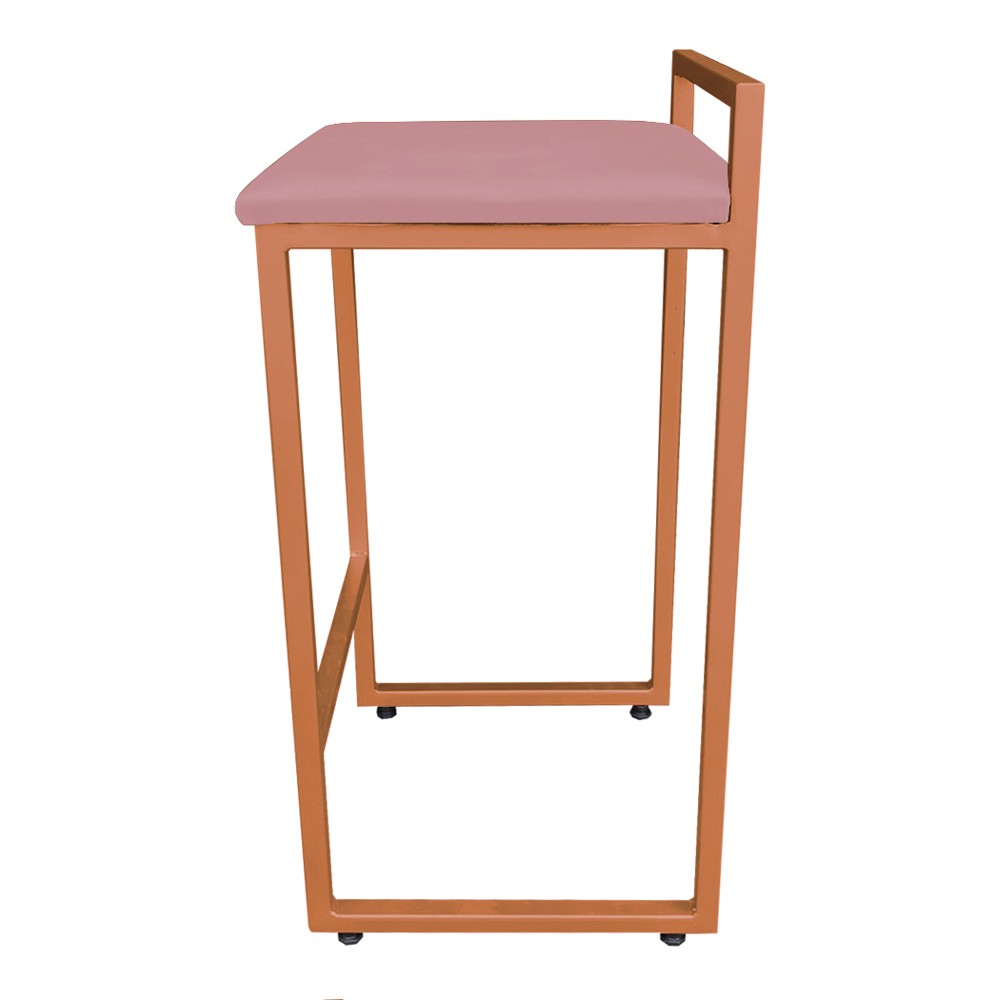 Conjunto 02 Banquetas Pietra Suede Rose Base Cobre D'Rossi