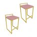 Conjunto 02 Banquetas Pietra Suede Rose Base Dourado D'Rossi