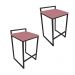 Conjunto 02 Banquetas Pietra Suede Rose Base Preto D'Rossi