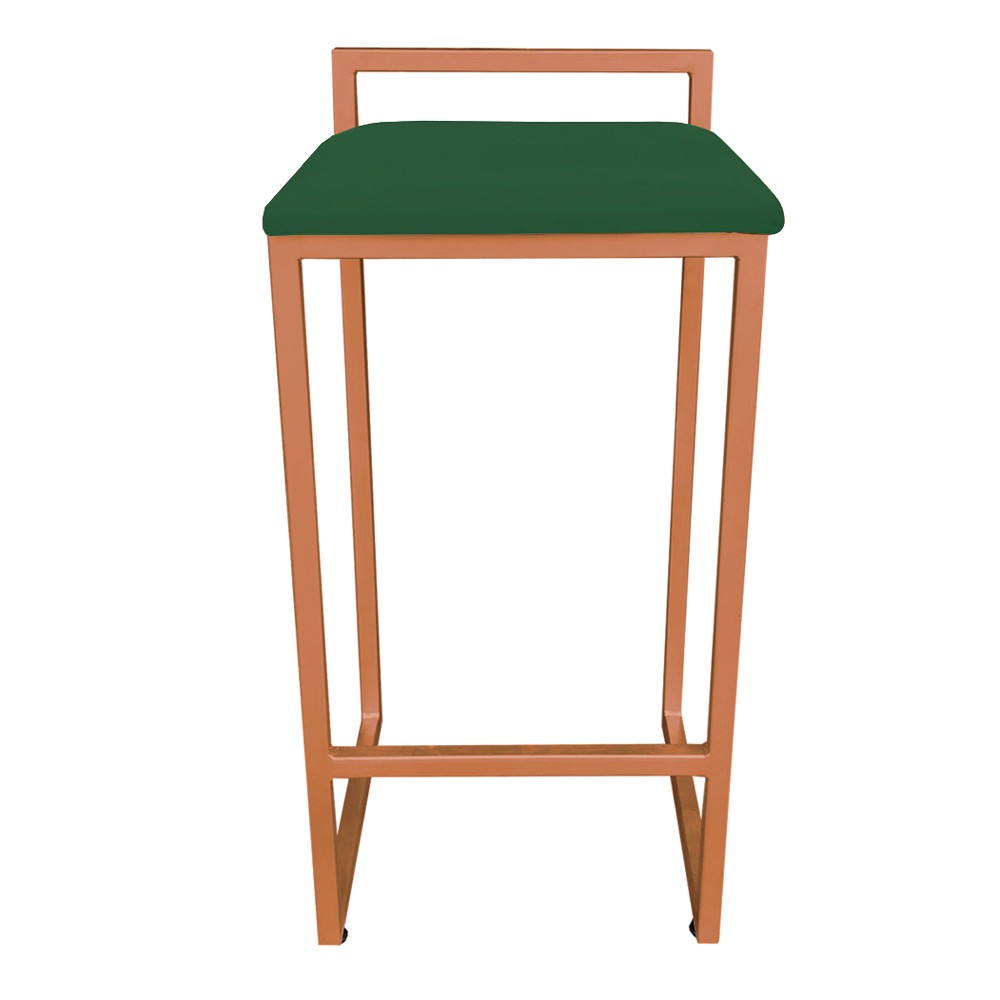 Conjunto 02 Banquetas Pietra Suede Verde Base Cobre D'Rossi