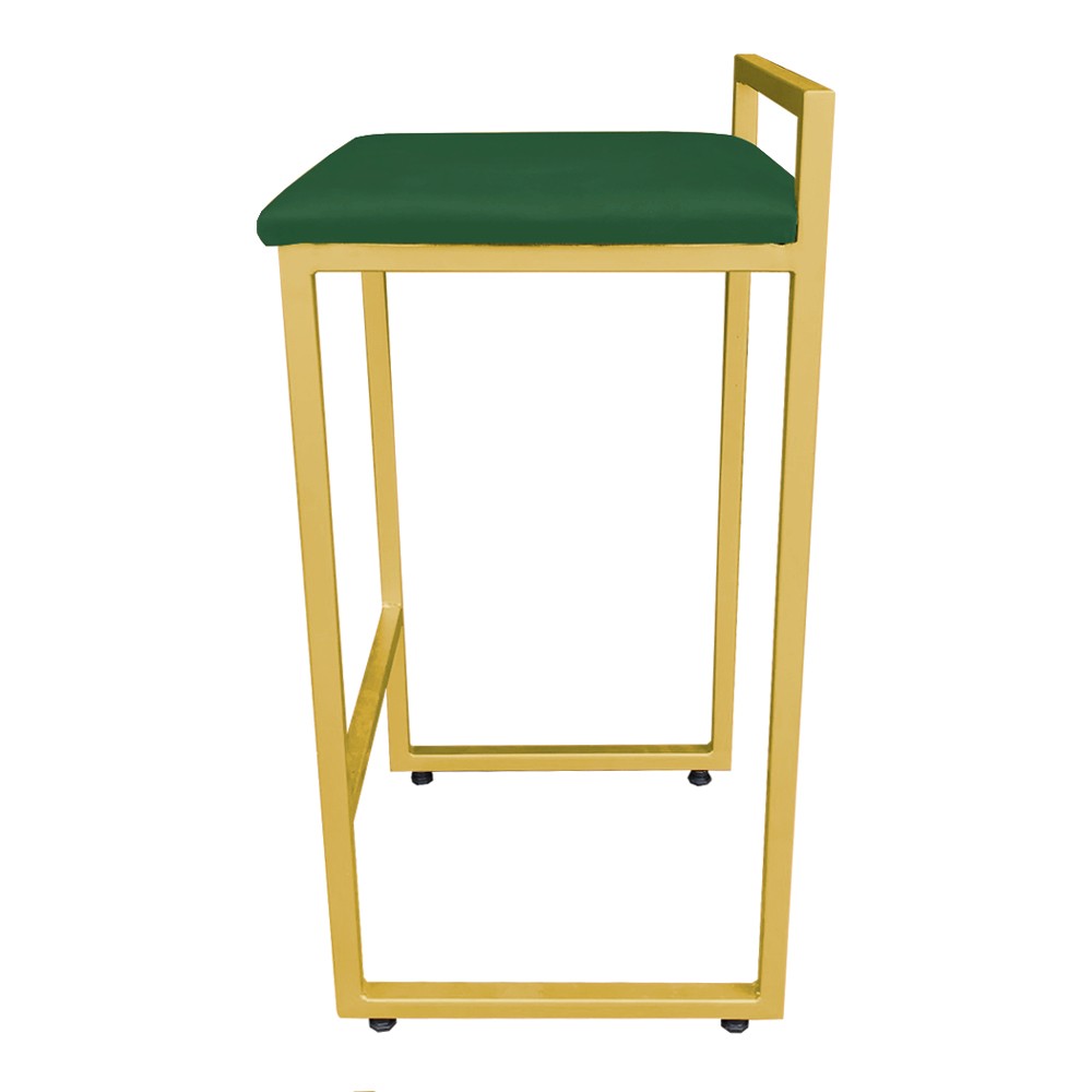 Conjunto 02 Banquetas Pietra Suede Verde Base Dourado D'Rossi