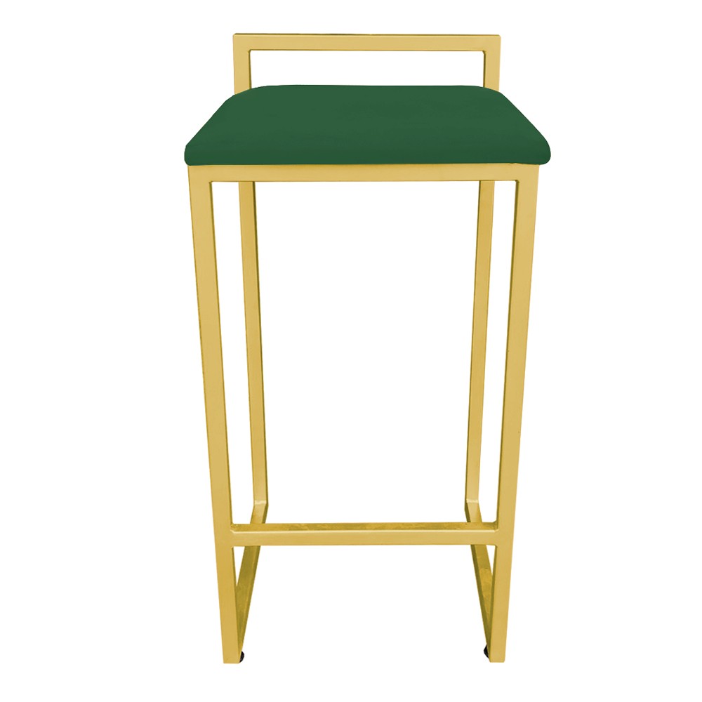 Conjunto 02 Banquetas Pietra Suede Verde Base Dourado D'Rossi