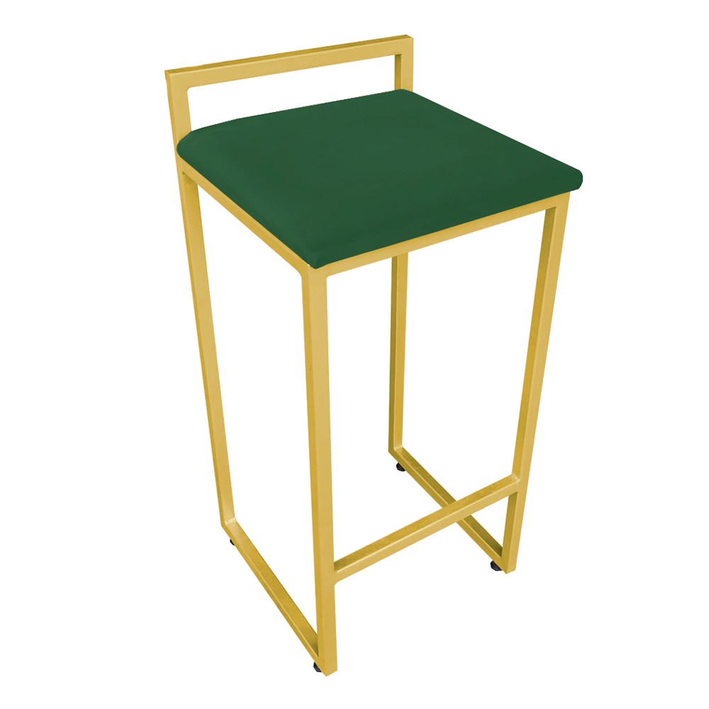 Conjunto 02 Banquetas Pietra Suede Verde Base Dourado D'Rossi