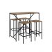 Conjunto Mesa Bancada com 04 Banquetas Alta Steel Quadra Estilo Industrial Vermont e Pés Metálico Preto - D'Rossi