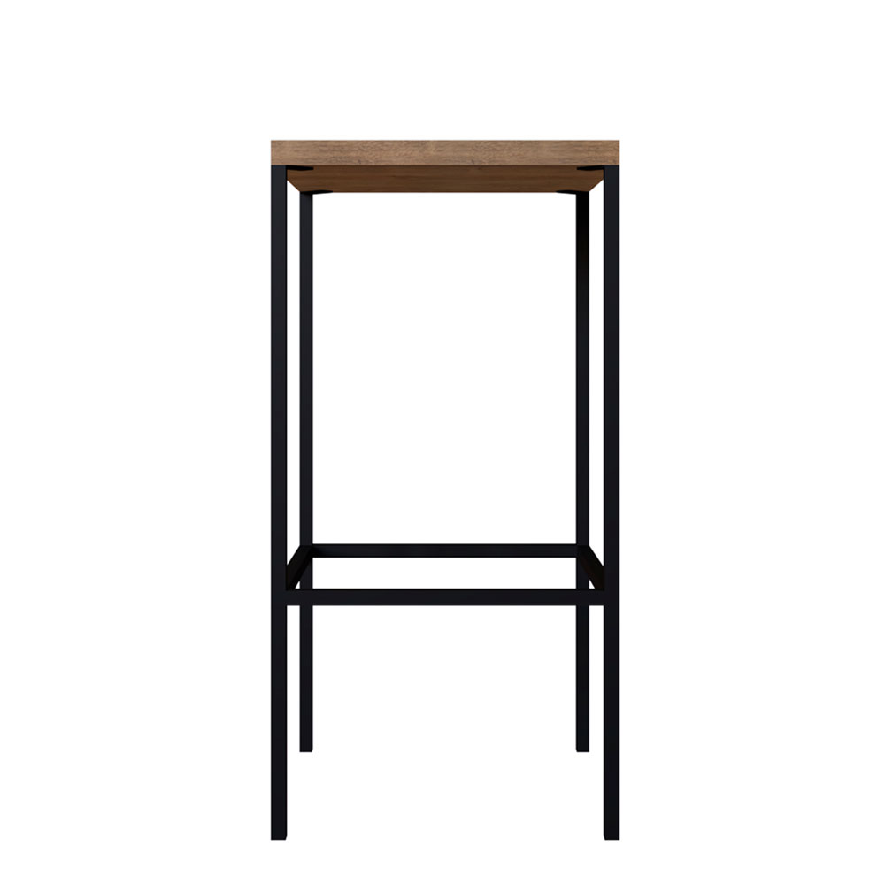 Conjunto Mesa Bancada com 04 Banquetas Alta Steel Quadra Estilo Industrial Vermont e Pés Metálico Preto - D'Rossi