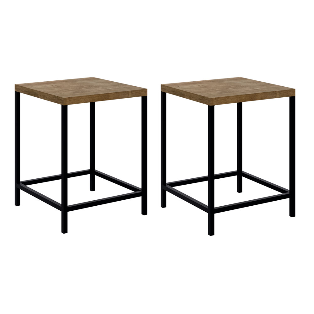 Conjunto Mesa de Jantar com 04 Banquetas Baixa Steel Quadra Estilo Industrial Vermont e Pés Metálico Preto - D'Rossi