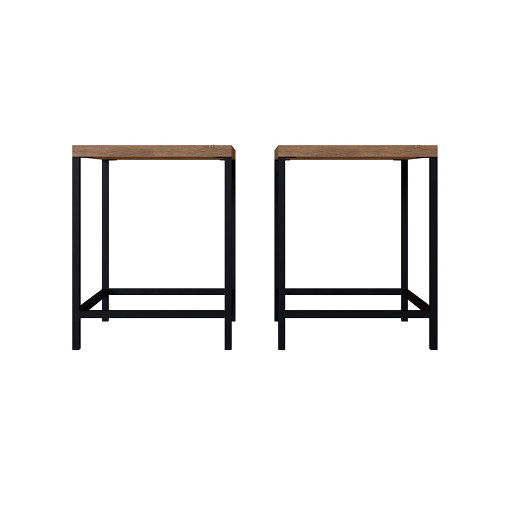 Conjunto Mesa de Jantar com 04 Banquetas Baixa Steel Quadra Estilo Industrial Vermont e Pés Metálico Preto - D'Rossi