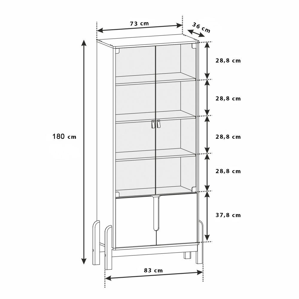 Cristaleira 02 Portas Lia 180 cm Off White e Cedro - D'Rossi