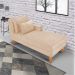 Divã Chaise Chloe 160 cm Veludo Pés Chanfrado Castanho - D'Rossi