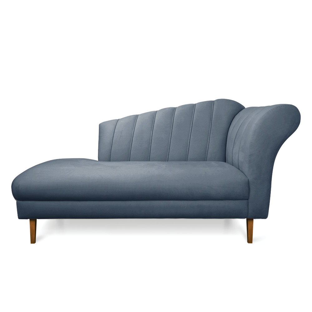 Divã Recife Suede Azul Marinho 165 cm Pés Chanfrado Castanho - D'Rossi
