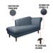 Divã Recife Suede Azul Marinho 165 cm Pés Chanfrado Castanho - D'Rossi
