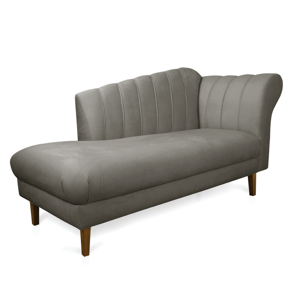 Divã Recife Suede Grafite 165 cm Pés Chanfrado Castanho - D'Rossi