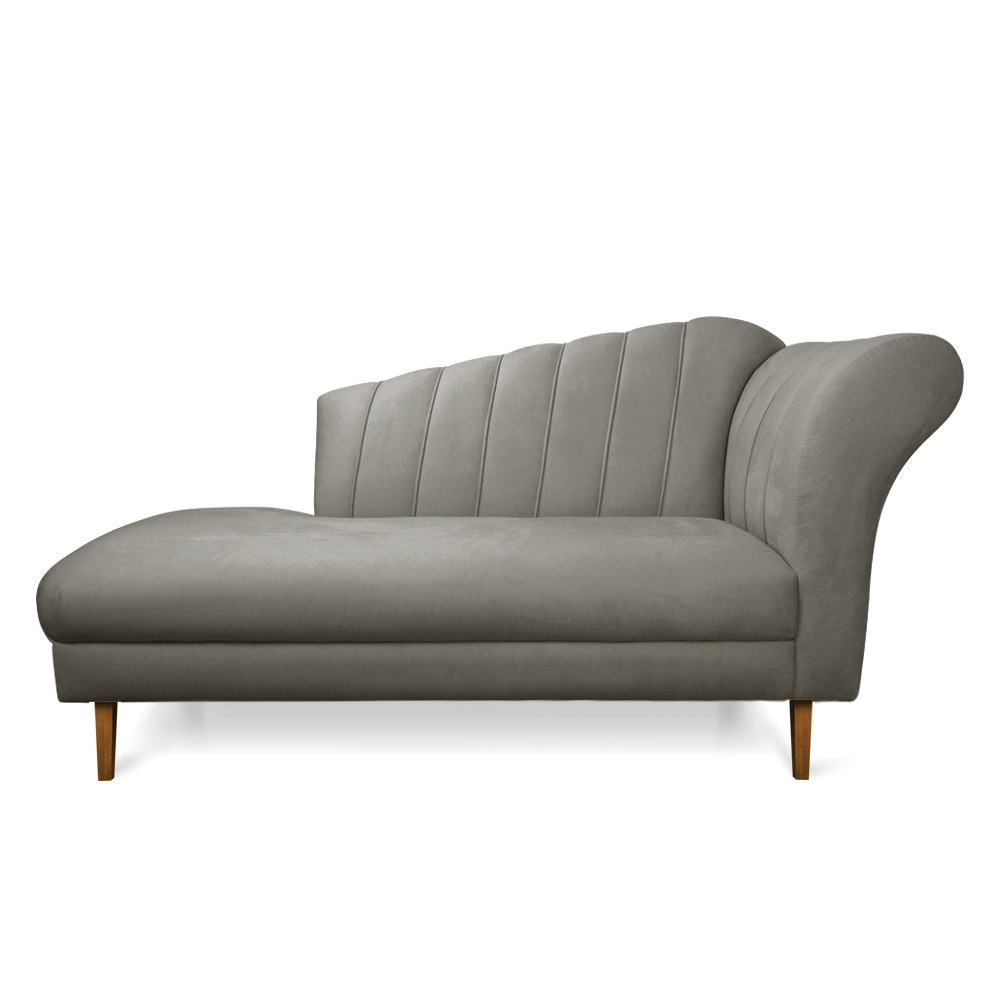 Divã Recife Suede Grafite 165 cm Pés Chanfrado Castanho - D'Rossi