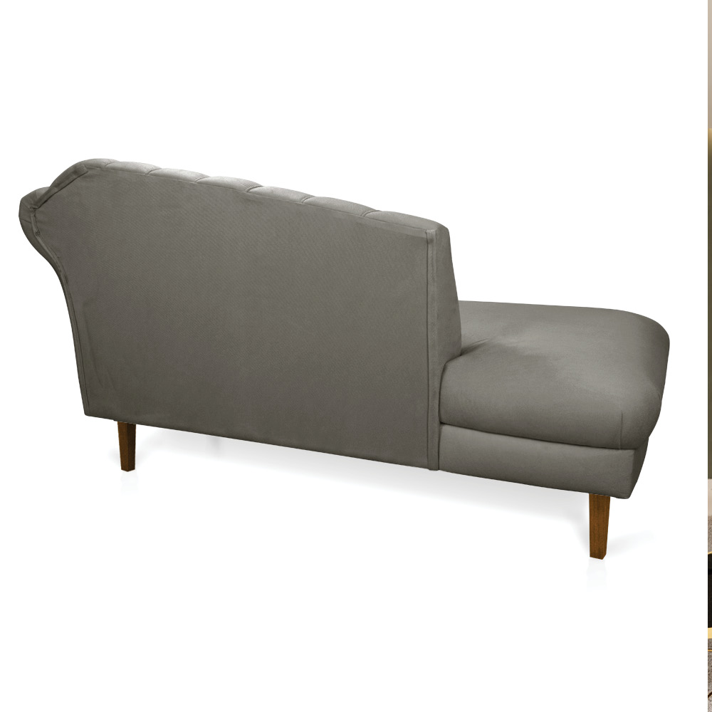 Divã Recife Suede Grafite 165 cm Pés Chanfrado Castanho - D'Rossi