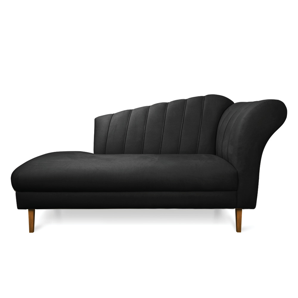Divã Recife Suede Preto 165 cm Pés Chanfrado Castanho - D'Rossi