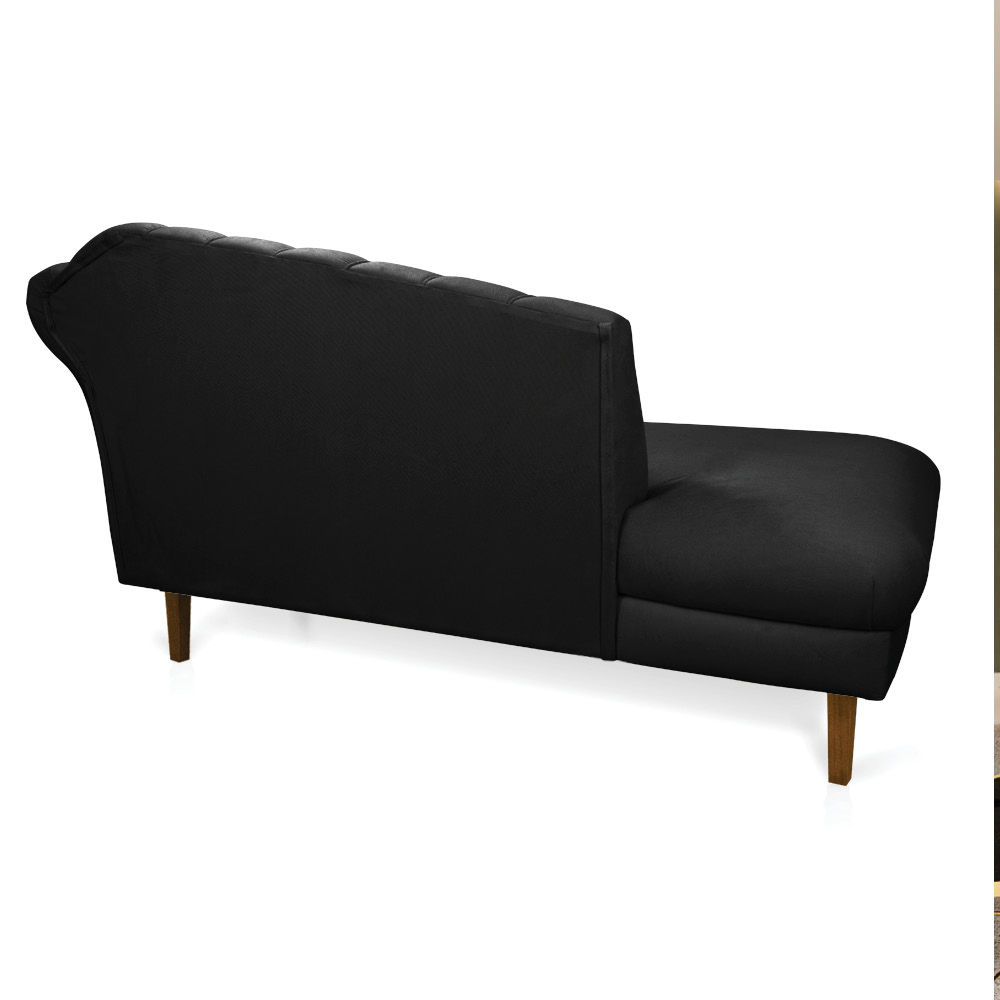 Divã Recife Suede Preto 165 cm Pés Chanfrado Castanho - D'Rossi