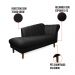 Divã Recife Suede Preto 165 cm Pés Chanfrado Castanho - D'Rossi