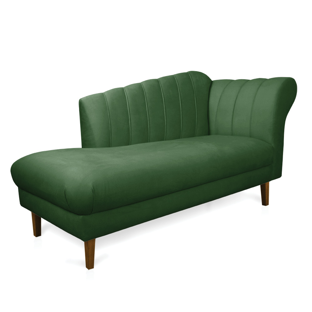 Divã Recife Suede Verde 165 cm Pés Chanfrado Castanho - D'Rossi