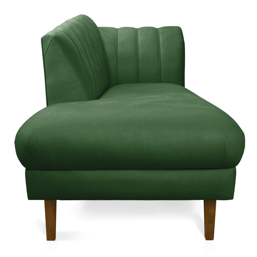 Divã Recife Suede Verde 165 cm Pés Chanfrado Castanho - D'Rossi