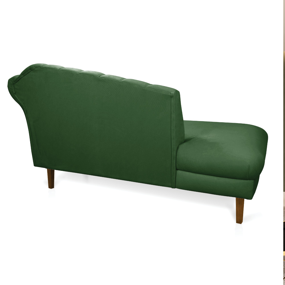 Divã Recife Suede Verde 165 cm Pés Chanfrado Castanho - D'Rossi