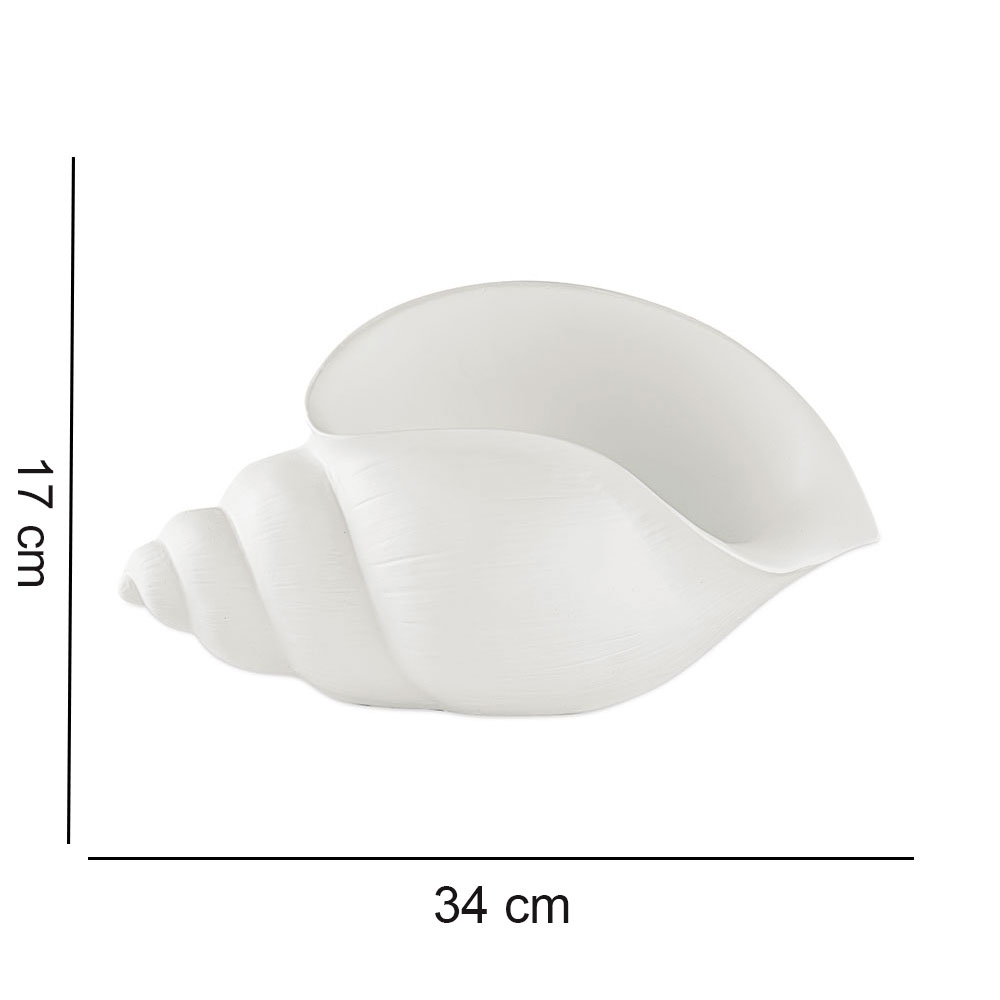 Enfeite Decorativo "Concha" em Poliresina Off White 17x34 cm - D'Rossi