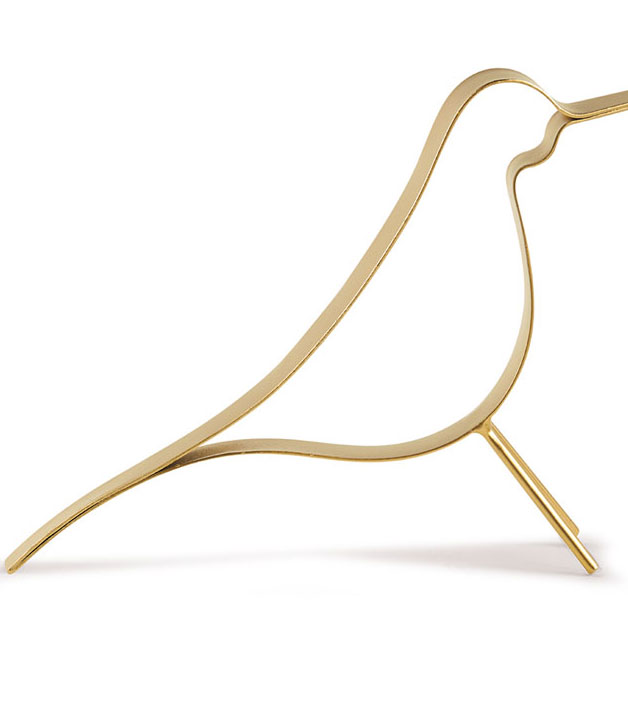 Enfeite Decorativo "Pássaro" em Metal Dourado 19x7 cm - D'Rossi