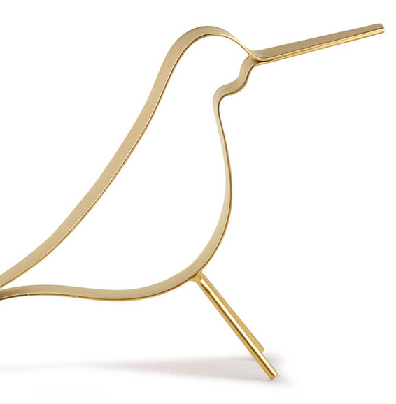 Enfeite Decorativo "Pássaro" em Metal Dourado 19x7 cm - D'Rossi