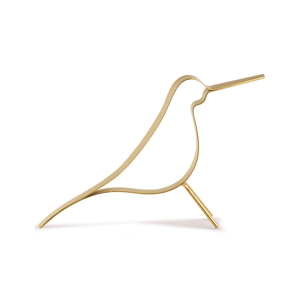 Enfeite Decorativo "Pássaro" em Metal Dourado 19x7 cm - D'Rossi
