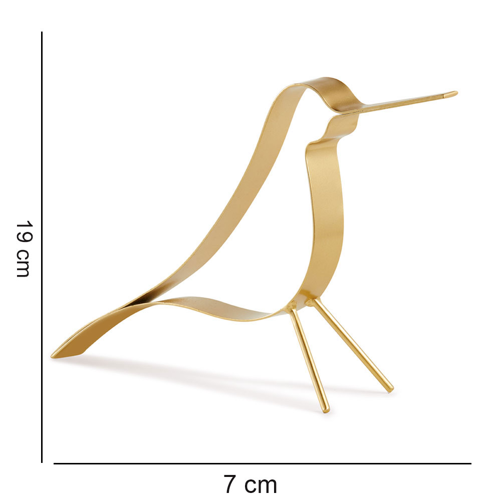 Enfeite Decorativo "Pássaro" em Metal Dourado 19x7 cm - D'Rossi