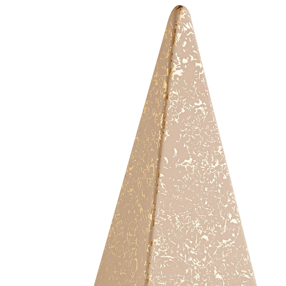 Enfeite Decorativo "Pirâmide" em Cimento Nude e Dourado 26x10,5 cm - D'Rossi
