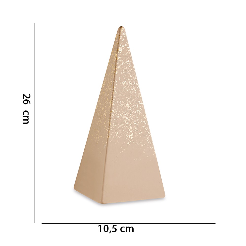 Enfeite Decorativo "Pirâmide" em Cimento Nude e Dourado 26x10,5 cm - D'Rossi